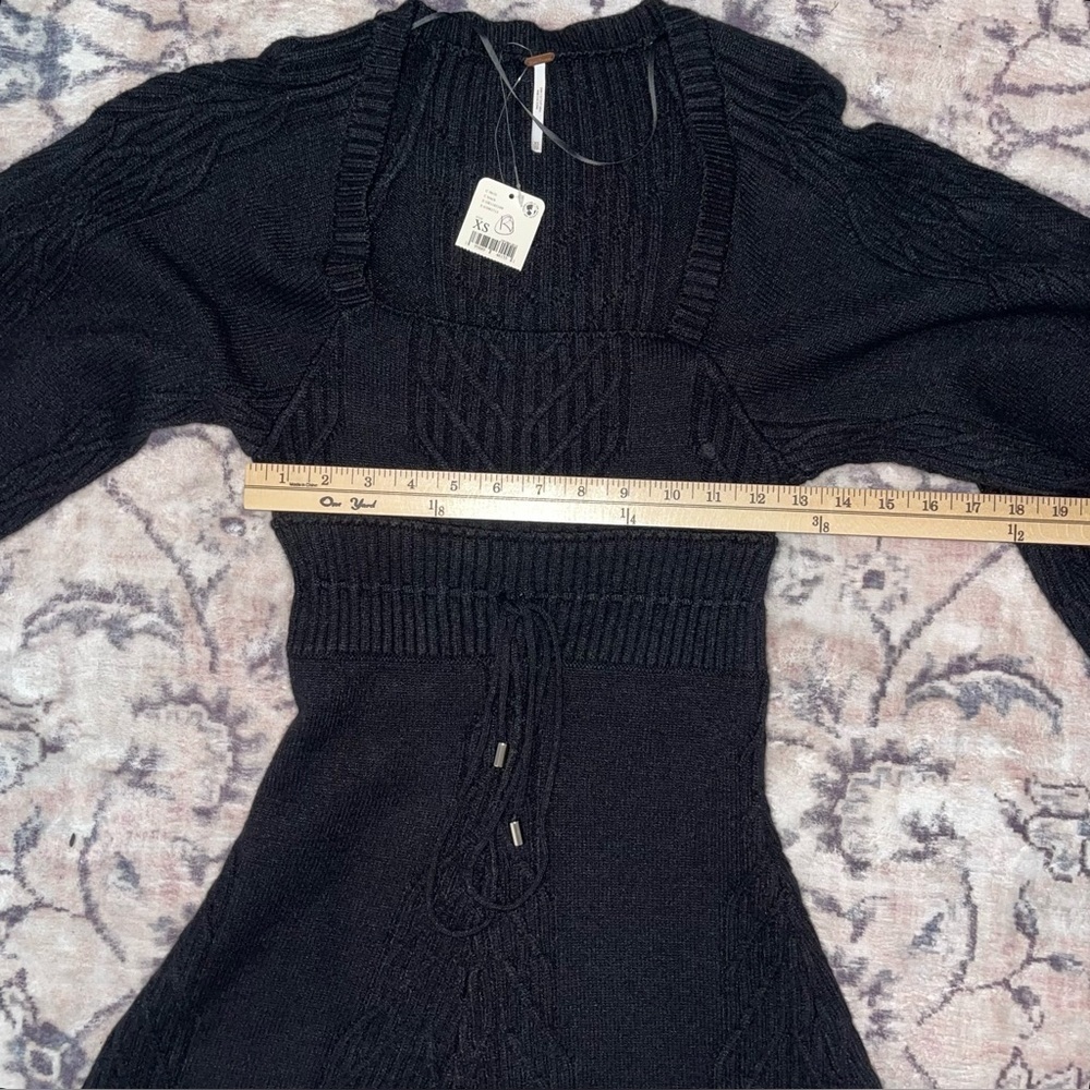 NWT Free People Emmaline Mini Sweater Dress Black Size XS - Picture 7 of 10